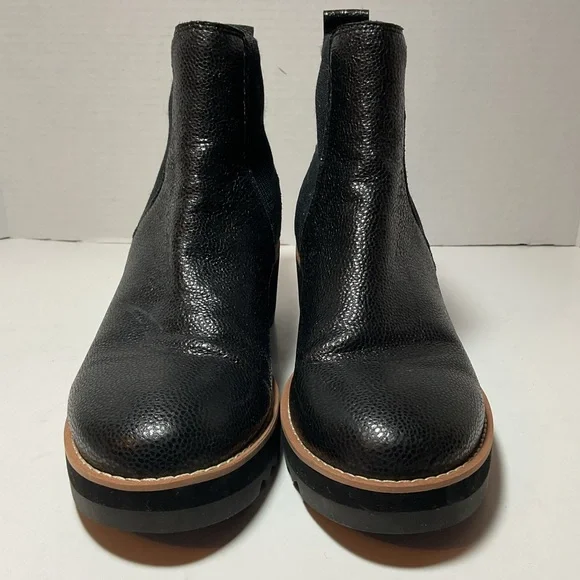 Eileen Fisher Lilou Black Leather Wedge Ankle Boots - Picture 7 of 15